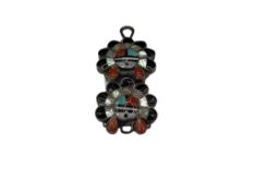 VINTAGE ZUNI NATIVE AMERICAN SIGNED STERLING SILVER INLAID SUNFACE PENDANT
