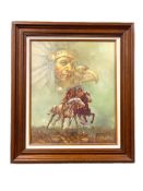 JOHN STANDFORD OKLAHOMA WESTERN ARTIST ORIGIANL OIL ON CANVAS TITLED VISIONS OF TOMORROW'S GLORY