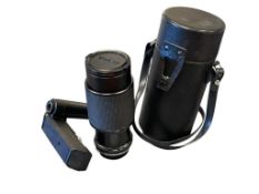 VIVITAR 75-205MM 1:3.8 LENS AND OLYMPUS OM SYSTEM WINDER 2 CAMERA ACCESSORIES