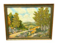 JULES 1930S ORIGINAL OIL ON BOARD PAINTING LANDSCAPE SCENE