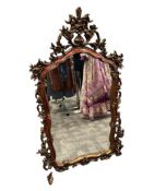 LARGE ROCOCO STYLE MIRROR WITH RED AND RED COPPER FINISH