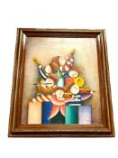 JOYCE ROYBAL ORIGINAL ACRYLIC ON CANVAS WHIMSICAL PAINTING OF CHILDREN PLAYING INSTRUMENTS
