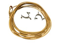 25' TWISTED LARIAT AND PAIR OF STEEL SPURS WITH SMALL BRASS ROWLES