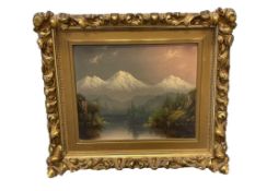 ELIZA ROSANNA BARCHUS UTAH BORN, OREGON ARTIST ORIGINAL OIL ON BOARD THE THREE SISTERS