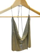 VINTAGE WHITING AND DAVIS SILVER MESH HALTER TOP