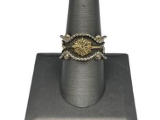 VINTAGE VOGT DESIGNER SIGNED STERLING SILVER AND GOLD FILLED WESTERN MOTIF RING