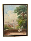 EARLY 20TH CENTURY ORIGINAL OIL ON CANVAS VIEW OF ROME INCLUDING ST. PETER'S BASILICA