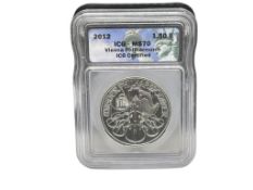 2012 REPUBLIC OSTERREICH VIENNA PHILHARMONIC .999 FINE SILVER 1,50 EURO ICG MS70