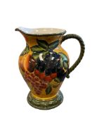 RAYMOND WAITES RENAIISSANCE CERAMIC DECORATIVE FRUIT DESIGN PITCHER