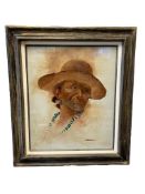 ROBERT BECENTI NEW MEXICO SILVERSMITH AND ARTIST ORIGINAL OIL ON CANVAS PAINTING TITLED NAVAJO MAN