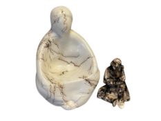 TOM VAIL SR. RECOGNIZED NAVAJO NATIVE AMERICAN POTTER AND RILEY HORSEHAIR POTTERY SEATED FIGURES