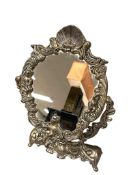 CAST METAL SILVER FINISH VANITY MIRROR ART NOUVEAU DESIGN