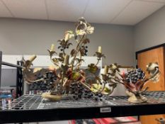 CHANDELIER VINTAGE ITALIAN TOLE GRAPE VINE 12 ARM METAL WITH TWO MATCHING WALL SCONCES