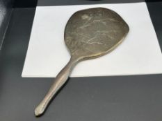 ANTIQUE LATE 19TH CENTURY CHINESE STERLING SILVER MOUNTED VANITY HAND MIRROR BY TACKHING