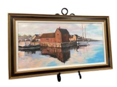 JUDY VADAH RIXOM ORIGINAL OIL ON CANVAS PAINTING OF A BOAT HOUSE