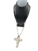 VINTAGE HOPI NATIVE AMERICAN SIGNED STERLING SILVER CROSS PENDANT NECKLACE