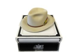 STETSON JAMES DEAN 4X BEAVER XXXX FUR FELT FEDORA WITH LEATHER HAT BAND SIZE 7