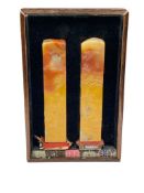 PAIR OF CARVED JADE ASIAN INSPIRED STAMPS 