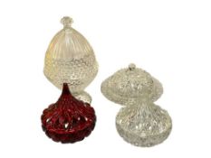 HERSHEY KISS BY GODINGER RUBY RED AND CLEAR CRYSTAL DISHES PLUS GORHAM EMILY'S ATTIC CRYSTAL EGG