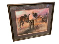 TOM RYAN ILLINOIS BORN TEZAS ARTIST LARGE PRINT TITLED SHARING AN APPLE