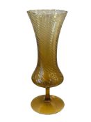 EMPOLI AMBER GLASS OPTIC FOOTED SWIRL VASE