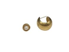 TWO SINGLE 14K YELLOW GOLD EARRINGS