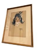 GERDA CHRISTOFFERSEN ORIGINAL PASTEL ON PAPER NATIVE AMERICAN GIRL PORTRAIT