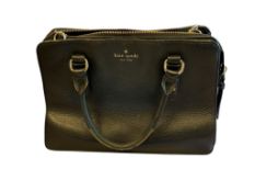 AUTHENTIC KATE SPDE FASHION DESIGNER HAND BAG PEBBLED BLACK LEATHER