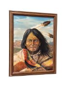 J.T. CORRALES ORIGIANL OIL ON CANVAS NATIVE AMERICAN PORTRAIT ON CANVAS