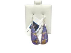STERLING SILVER PURPLE MOHAVE STONE EARRINGS