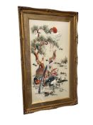 LARGE CHINESE SILK EMBROIDERY PANEL HUNDREDS BIRDS MOTIF CLASSIC TRADITIONAL DESIGN