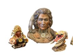 NATIVE AMERICAN RESING AND CERAMIC INTERIOR DECOR BUSTS AND FIGURINE