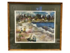 PAGLIN ORIGINAL WATERCOLOR ON PAPER LAKE SCENE PAINTING
