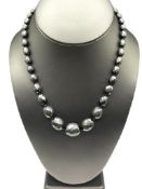 VINTAGE EUROPEAN JET FACETED BEAD NECKLACE WITH 14K YELLOW GOLD CLASP