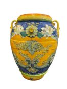 LARGE HAND PAINTED ITALIAN MAJOLICA POTTERY PLANTER TIN GLAZED EARTHENWARE