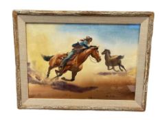 J. CRAIG SHEPPARD PROLIFIC RENO, NV ARTIST ORIGINAL WATERCOLOR ON PAPER WESTERN ROUND UP PAINTING