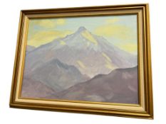 SIGNED ORIGINAL OIL ON CANVAS PURPLE MOUNTAINS PAINTING