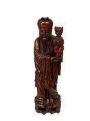 HAND CARVED WOODEN STATUE OF A CHINESE IMMORTAL WENCHANG WANG TAOIST DIETY LATE 1800'S EARLY 1900'S