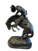 LARGE FREDERIC REMINGTON RENOWN WESTERN ARTIST AND SCULPTOR THE RATTLESNAKE BRONZE SCULPTURE