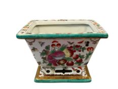 JUWC 1897 UNITED WILSON PORCELAN BONSAI PLANTER WITH FRUIT AND INSECT MOTIF