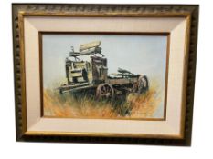LYLE V. BALL PROLIFIC RENO, NV ARTIST ORIGINAL WATERCOLOR ON BOARD TITLED THER FREIGHTER NO. 1790