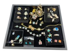 OPAL AND OPALITE STYLE JEWELRY INCLUDING SOME STERLING SILVER PIECES