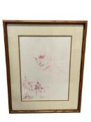 LEONARDO DA VINCI ITALIAN ARTIST PRINT PORTRAIT WITH CITY SCENE