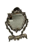 SILVERPLATE CAST METAL SWINGING CHERUBS SWIVEL VANITY MIRROR