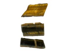 NATURAL AND POLISHED TIGERS EYE GEOLOGICAL SPECIMEN SAMPLES / METAMORPHIC ROCK / CHATOYANT GEMSTO...