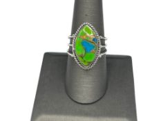 STERLING SILVER KINGMAN GREEN MOHAVE STONE RING