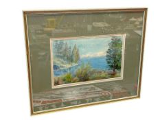 ORIGINAL WATERCOLOR ON PAPER MOUNTAIN LANDSCAPE POSSIBLY LAKE TAHOE / LATTIMEE SCHOOL LOOK