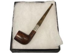 LOEWE & CO. BRITUSH TOBACCO PIPE WITH STERLING SILVER BAND HALLMARKED