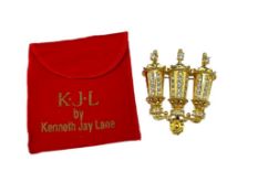 KJL KENNETH JAY LANE DESIGNER SIGNED STREETS OF PARIS GASLAMP CRYSTAL RHINESTONE BROOCH