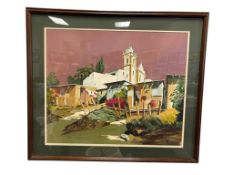KEN SYPKENS LOCAL RENO, NV ARTIST 20TH CENTURY ARTSIT ORIGIANL OIL PAINTING OF A MISSION